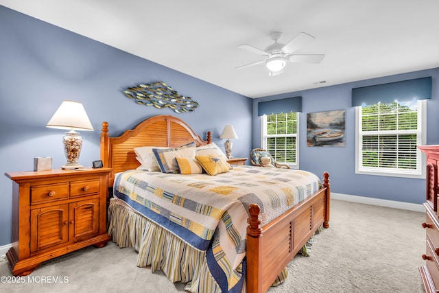 7 Bay Head Ct, Waretown, NJ 08758 - bedroom with light colored carpet and a ceiling fan