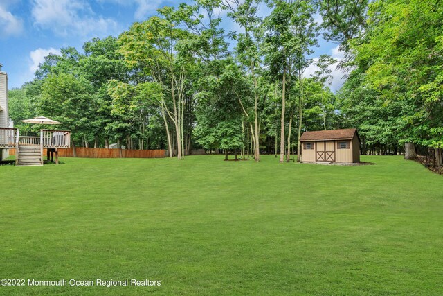 716 Hyson Rd, Jackson, NJ 08527 - view of yard featuring a shed and a wooden deck