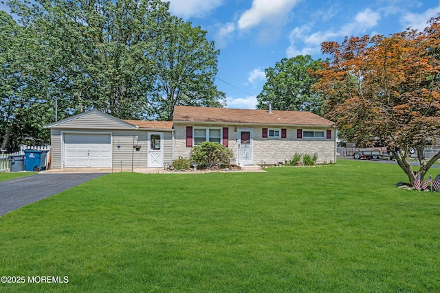 530 Aldrich Rd, Howell, NJ 07731 - ranch-style home with asphalt driveway, a garage, and stone siding