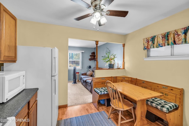 530 Aldrich Rd, Howell, NJ 07731 - dining space with light wood finished floors and ceiling fan