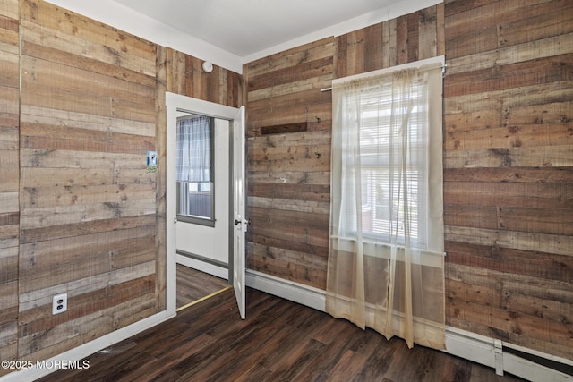 242 Sherman Ave, Seaside Heights, NJ 08751 - empty room with wooden walls, dark wood finished floors, and baseboard heating