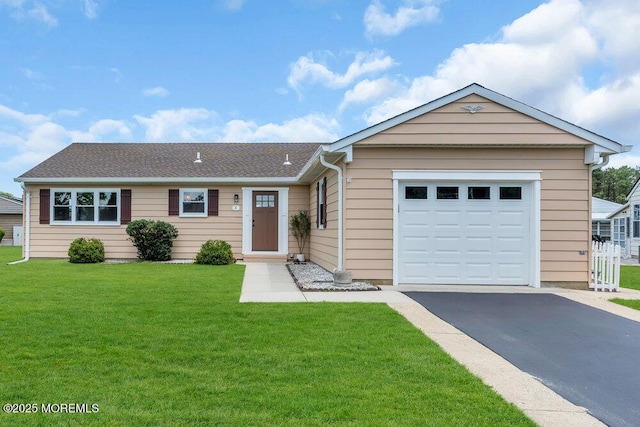 3 Andover Ct, Toms River, NJ 08757 - ranch-style house with asphalt driveway, a front lawn, and an attached garage