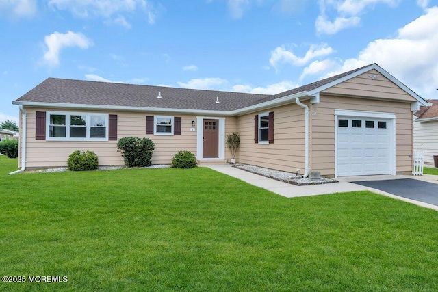 3 Andover Ct, Toms River, NJ 08757 - ranch-style house featuring an attached garage, a front lawn, asphalt driveway, and a shingled roof