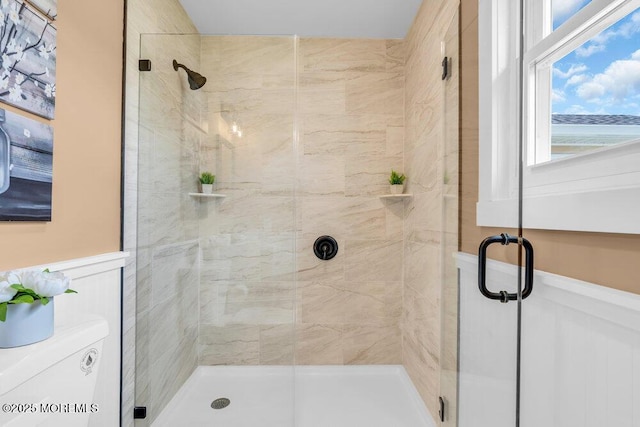 3 Andover Ct, Toms River, NJ 08757 - full bathroom with a stall shower and wainscoting