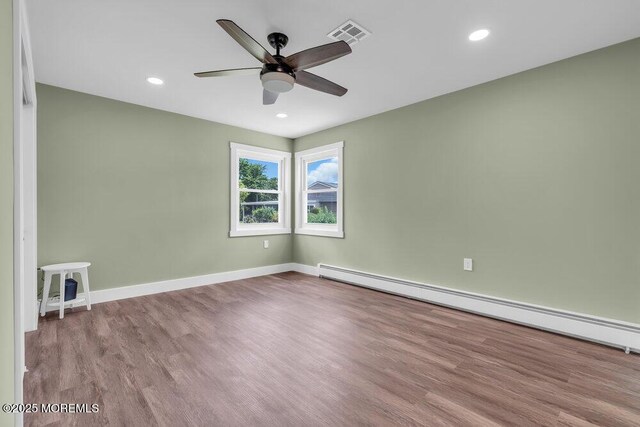 3 Andover Ct, Toms River, NJ 08757 - unfurnished room with a ceiling fan, wood finished floors, baseboard heating, and recessed lighting