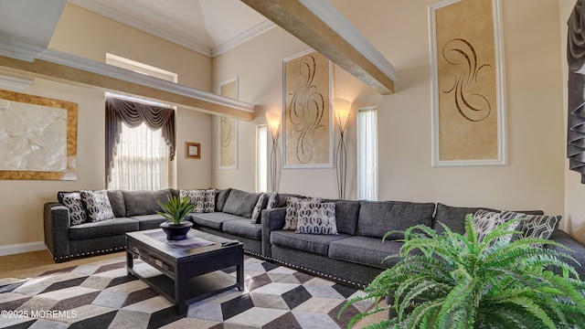 44 Kentucky Way, Freehold, NJ 07728 - living room featuring crown molding