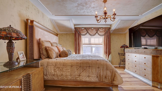 44 Kentucky Way, Freehold, NJ 07728 - bedroom featuring wood finished floors, a chandelier, and crown molding