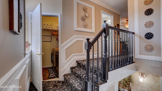 44 Kentucky Way, Freehold, NJ 07728 - staircase featuring ornamental molding