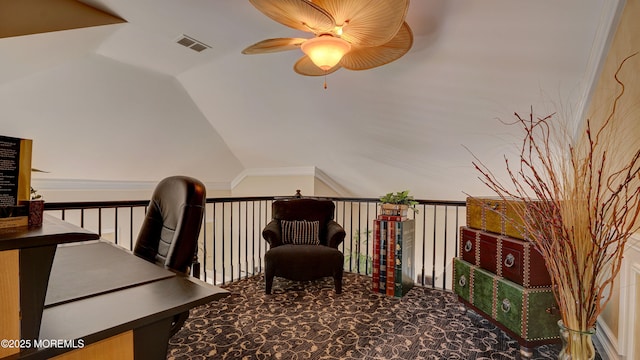44 Kentucky Way, Freehold, NJ 07728 - office featuring lofted ceiling, carpet, and ceiling fan