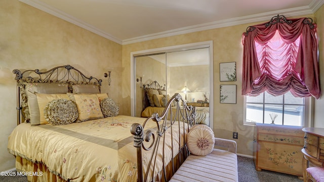 44 Kentucky Way, Freehold, NJ 07728 - carpeted bedroom with a closet and ornamental molding