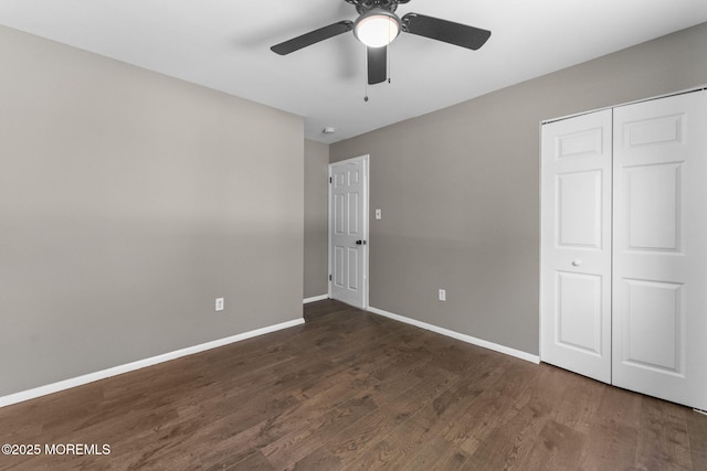 112 Beacon St, Moorestown, NJ 08057 - unfurnished bedroom with wood finished floors, a closet, and a ceiling fan