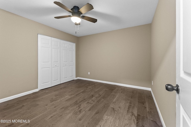 112 Beacon St, Moorestown, NJ 08057 - unfurnished bedroom with wood finished floors, a closet, and ceiling fan