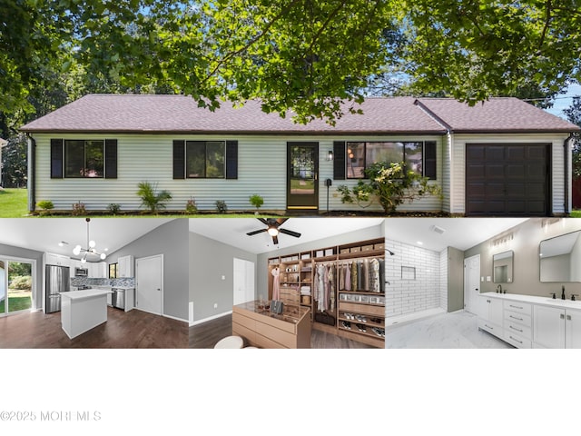 112 Beacon St, Moorestown, NJ 08057 - single story home featuring exterior kitchen, a ceiling fan, and roof with shingles