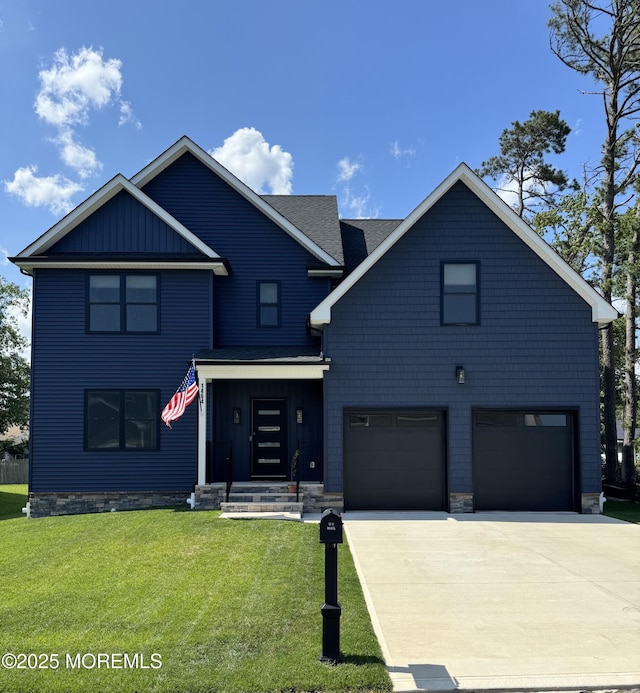 1464 Earie Way, Forked River, NJ 08731 - view of front facade with concrete driveway, a front yard, and an attached garage