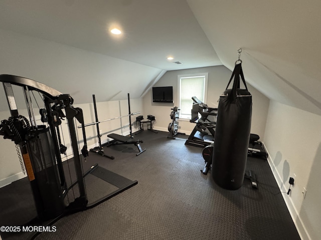 1464 Earie Way, Forked River, NJ 08731 - workout room with baseboards and vaulted ceiling