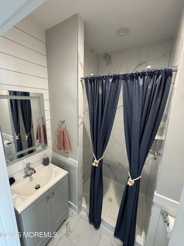 1464 Earie Way, Forked River, NJ 08731 - full bathroom with marble finish flooring, vanity, and a marble finish shower