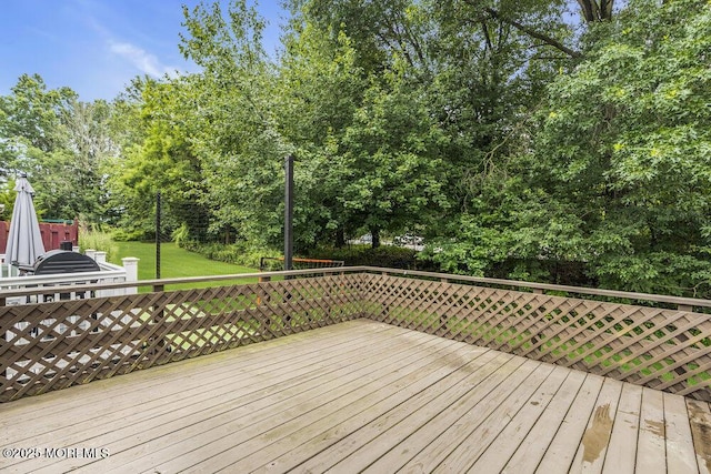 63 Oak Ln, Eatontown, NJ 07724 - wooden terrace with view of scattered trees and a yard