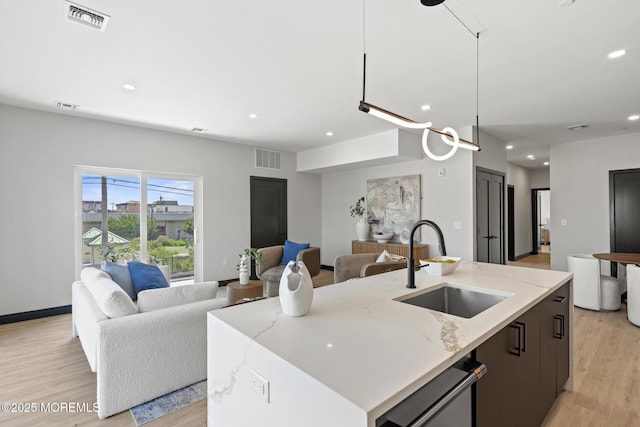 401 Boulevard 202, Seaside Heights, NJ 08751 - kitchen with open floor plan, light wood-style flooring, a center island with sink, stainless steel dishwasher, and recessed lighting