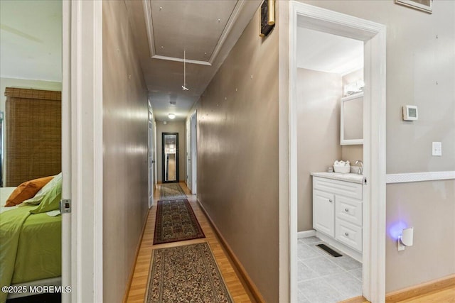 444 Cook Rd, Jackson, NJ 08527 - hall featuring attic access and light wood finished floors
