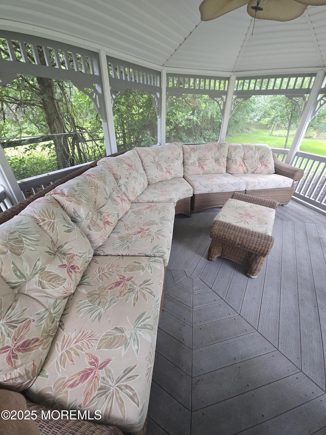 444 Cook Rd, Jackson, NJ 08527 - sunroom featuring outdoor lounge area, plenty of natural light, and ceiling fan