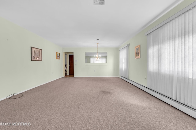 46 Carmacks Way, Toms River, NJ 08757 - unfurnished room with a baseboard heating unit, a chandelier, and carpet floors
