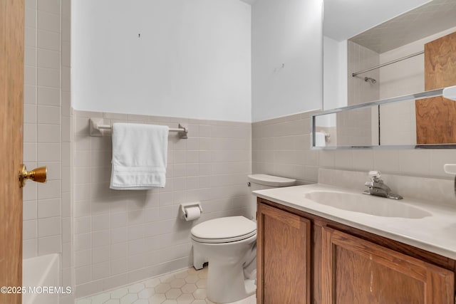 46 Carmacks Way, Toms River, NJ 08757 - bathroom with vanity, tile walls, and tile patterned floors