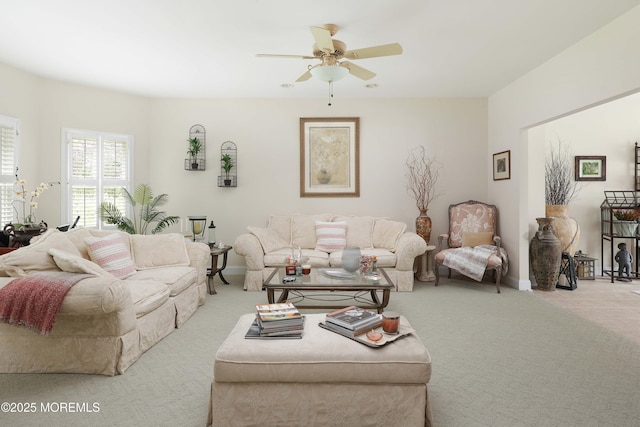 8001/2 Schoolhouse Rd, Brielle, NJ 08730 - carpeted living room with ceiling fan and baseboards