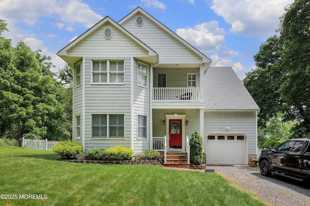8001/2 Schoolhouse Rd, Brielle, NJ 08730 - victorian home featuring driveway, an attached garage, and a balcony