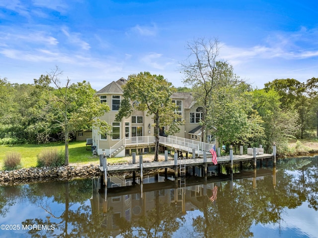 199-203 Lake Ave, Island Heights, NJ 08732 - dock area with a water view and a yard