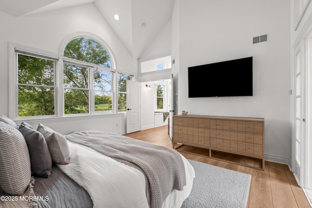 199-203 Lake Ave, Island Heights, NJ 08732 - bedroom featuring high vaulted ceiling, light wood finished floors, and recessed lighting