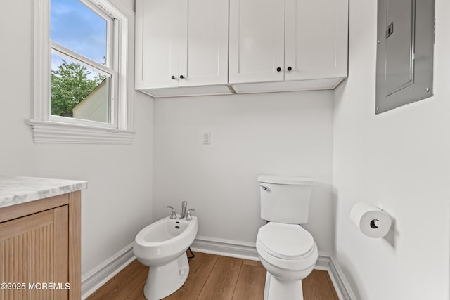 199-203 Lake Ave, Island Heights, NJ 08732 - bathroom with a bidet, electric panel, wood finished floors, and vanity