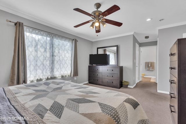 993 Sandy Cir, Manahawkin, NJ 08050 - carpeted bedroom featuring crown molding and a ceiling fan
