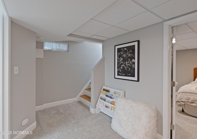 79 Lake Shore Dr, Red Bank, NJ 07701 - recreation room featuring a paneled ceiling and carpet floors
