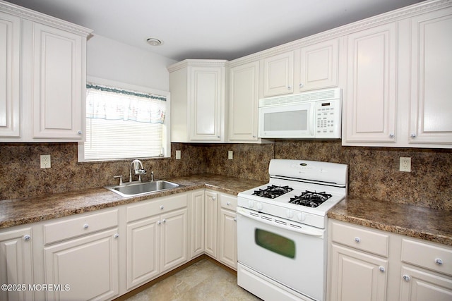 288 Barbados Dr N, Toms River, NJ 08757 - kitchen with white appliances, backsplash, and white cabinetry