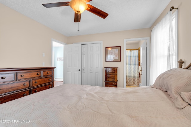 82 Spinnaker Ct, Bayville, NJ 08721 - bedroom featuring a closet, ceiling fan, and connected bathroom