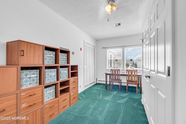 82 Spinnaker Ct, Bayville, NJ 08721 - home office featuring dark carpet and a baseboard radiator