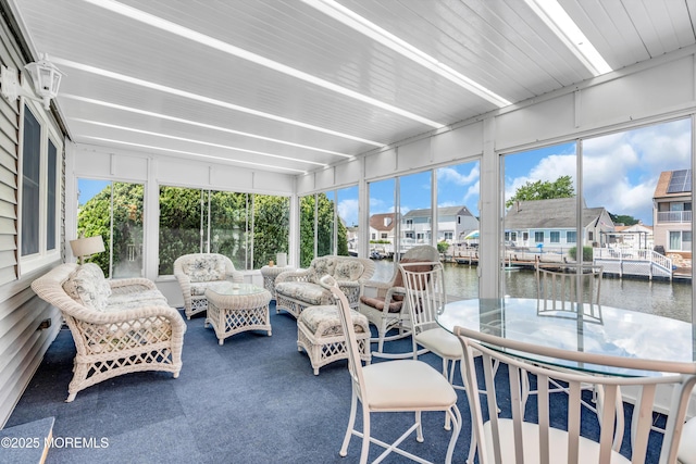 82 Spinnaker Ct, Bayville, NJ 08721 - sunroom with a residential view, a water view, and an outdoor hangout area