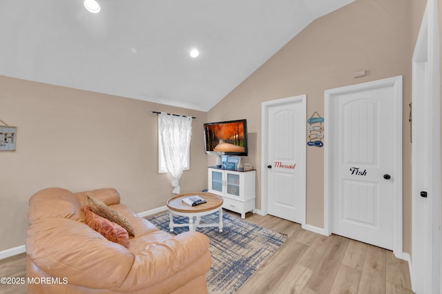 241 Hiering Ave, Seaside Heights, NJ 08751 - living room with light wood-type flooring, high vaulted ceiling, and recessed lighting