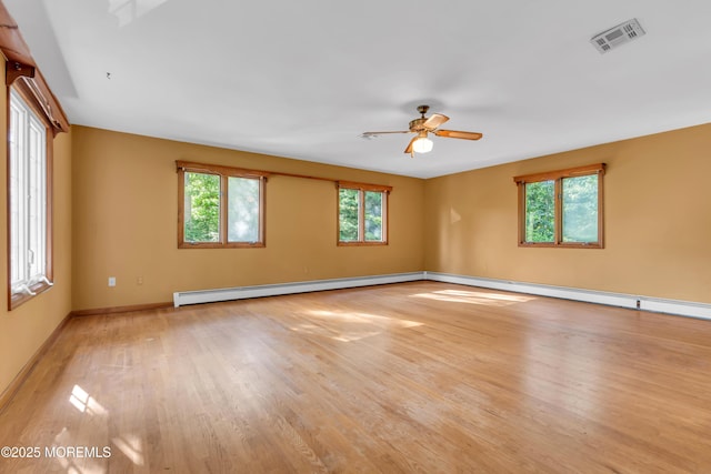 22 Hunt Rd, Freehold, NJ 07728 - spare room featuring a baseboard heating unit, light wood-style floors, and ceiling fan