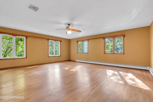 22 Hunt Rd, Freehold, NJ 07728 - unfurnished room featuring a ceiling fan, light wood-style flooring, and a baseboard radiator