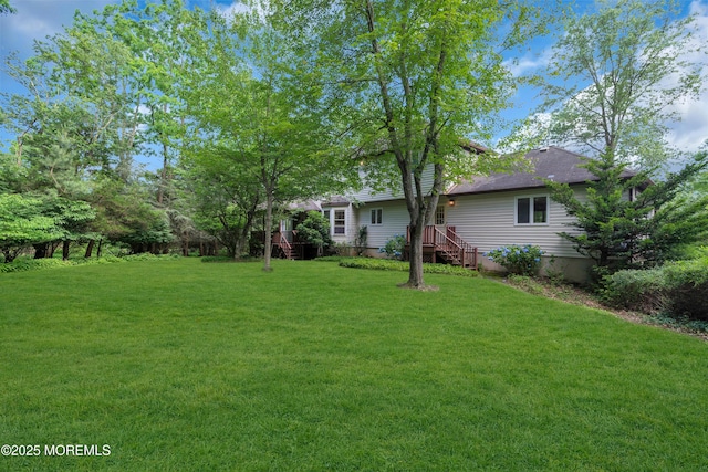 22 Hunt Rd, Freehold, NJ 07728 - view of grassy yard with stairway