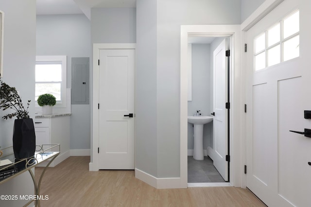 623 Central Ave, Union Beach, NJ 07735 - entrance foyer featuring electric panel and light wood-style floors