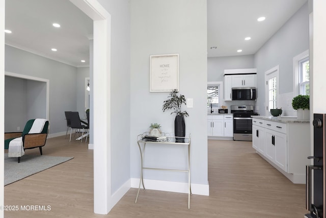 623 Central Ave, Union Beach, NJ 07735 - hallway featuring light wood-type flooring and recessed lighting