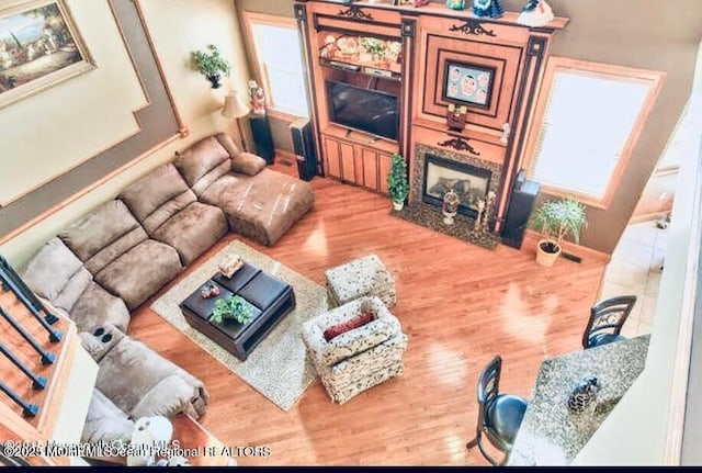 6 Meadow Run Ct, Jackson, NJ 08527 - living room with wood finished floors and a fireplace