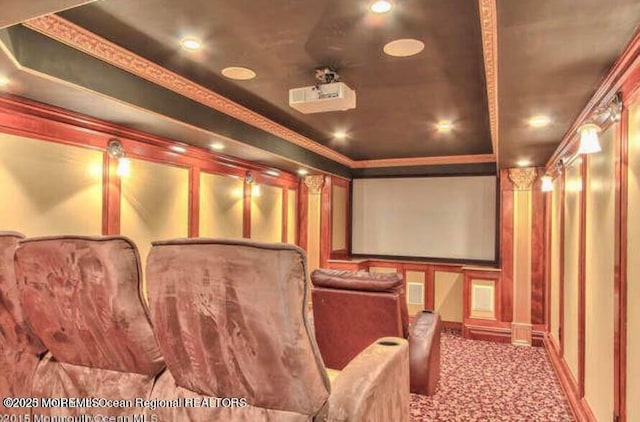 6 Meadow Run Ct, Jackson, NJ 08527 - home theater room with carpet floors, recessed lighting, and a decorative wall