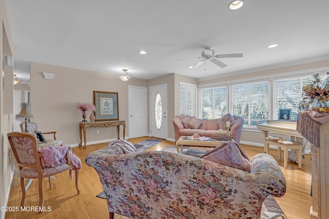 2 Apache Dr, Toms River, NJ 08753 - living area with ceiling fan, light wood-style flooring, and recessed lighting