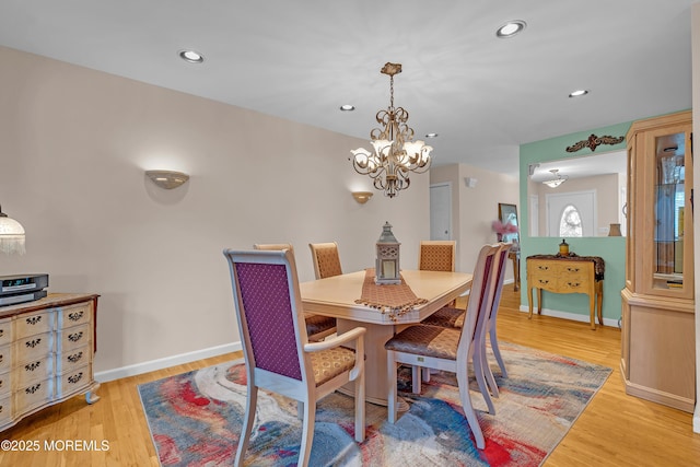 2 Apache Dr, Toms River, NJ 08753 - dining area featuring a chandelier, light wood-style flooring, and recessed lighting
