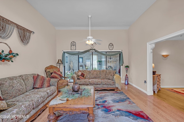 2 Apache Dr, Toms River, NJ 08753 - living area featuring a ceiling fan and wood finished floors