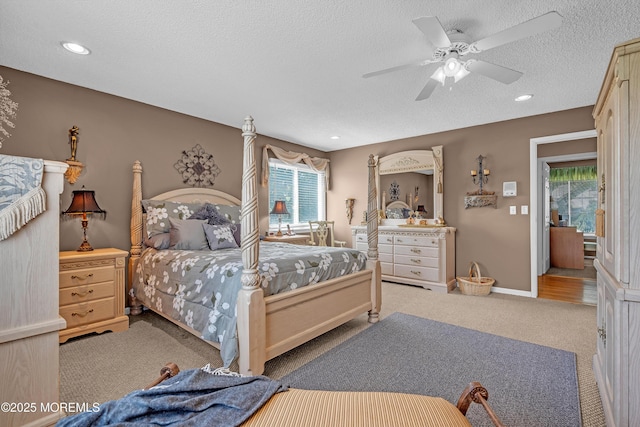 2 Apache Dr, Toms River, NJ 08753 - carpeted bedroom with multiple windows, a textured ceiling, ceiling fan, and recessed lighting
