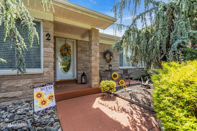 2 Apache Dr, Toms River, NJ 08753 - entrance to property with stone siding and a porch